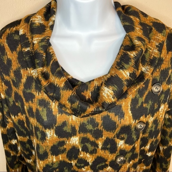 M NWT Notations Leopard Print Cowl Neck Sweater Long Sleeve Stretch Medium 8 10 - Picture 2 of 10